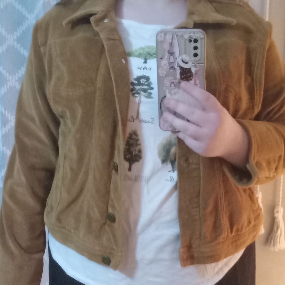 Cute Brown Coudoury Crop Jacket Blazer (Time & Tru) - Picture 6 of 7